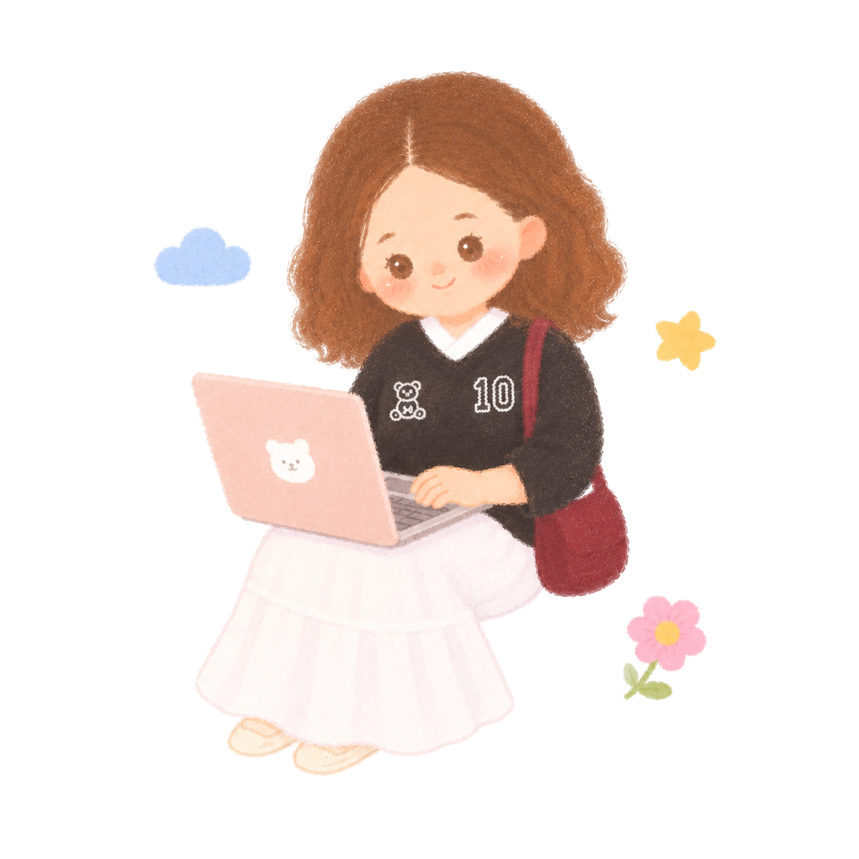Illustration de Sophia avec un ordinateur